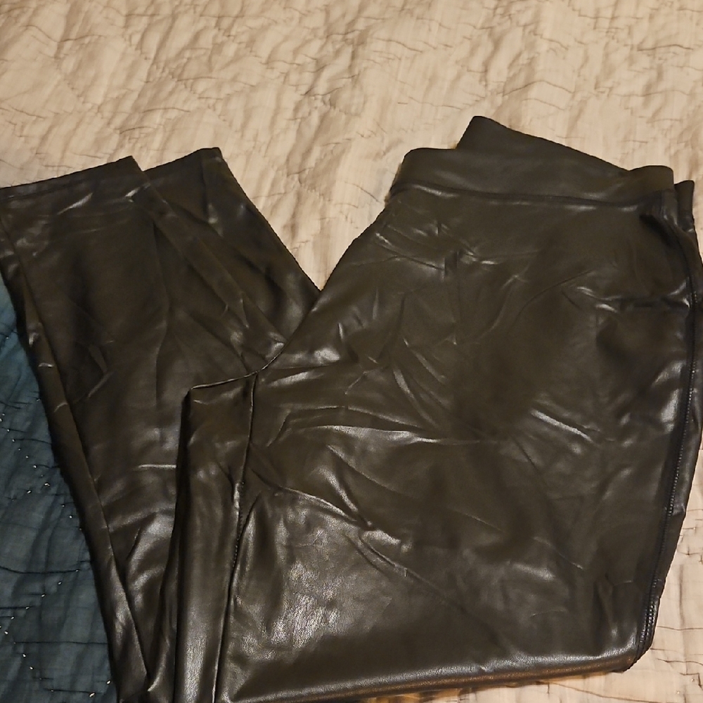 Ashley Stewart Black Faux Leather Leggings